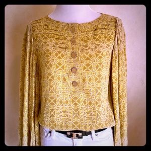 * Tory Burch * Mustard Ombré Silk Blouse